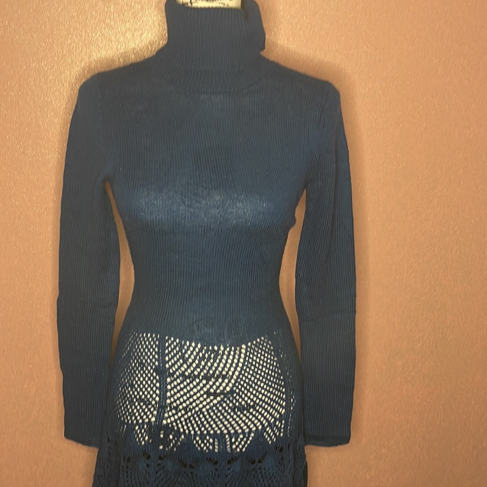 Moda international size S navy blue sweater dress - Picture 3 of 8